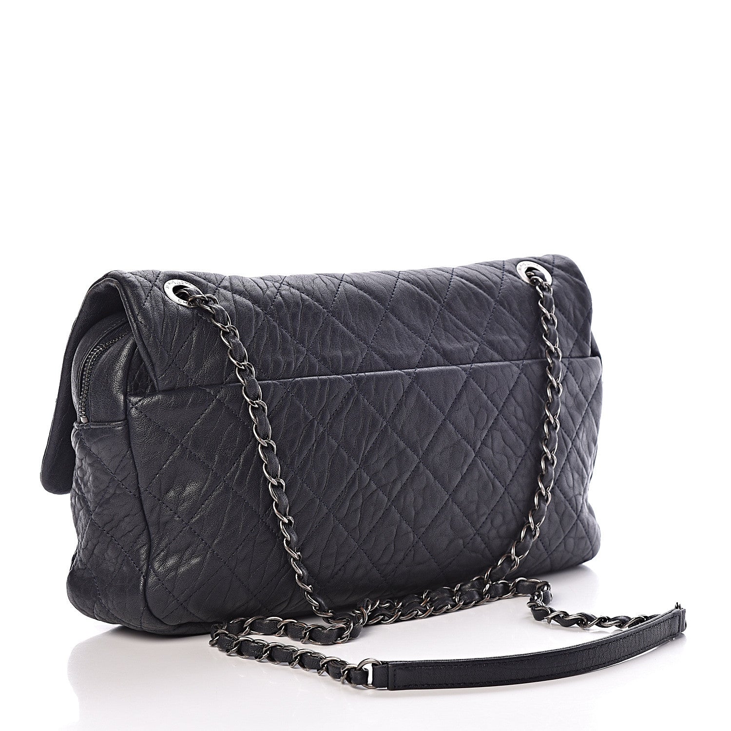 Chanel Sheepskin Quilted Jumbo Easy Flap Navy Blue 3 of 18