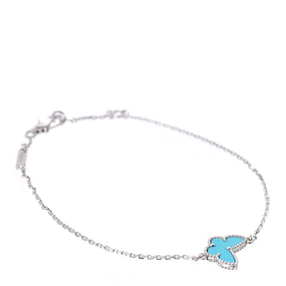 Van Cleef & Arpels 18K White Gold Turquoise Sweet Alhambra Butterfly Bracelet 1 of 8