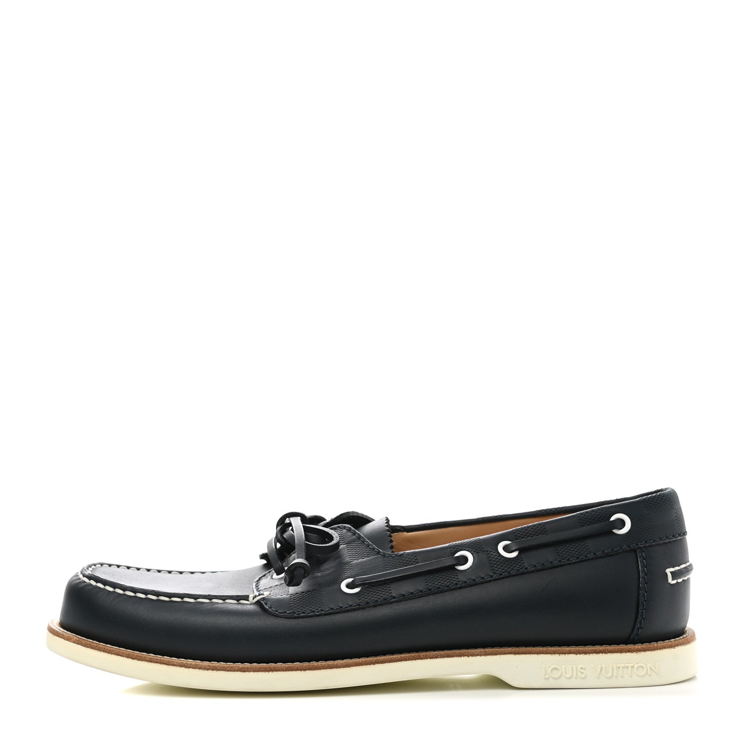Louis Vuitton Damier Infini Mens Marina Bay Boat Shoes 9.5 Navy 1 of 8