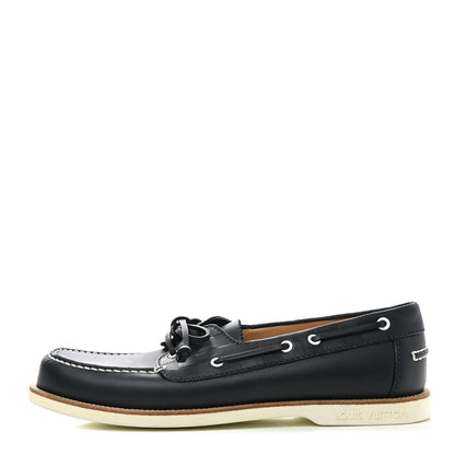 Louis Vuitton Damier Infini Mens Marina Bay Boat Shoes 9.5 Navy 1 of 8
