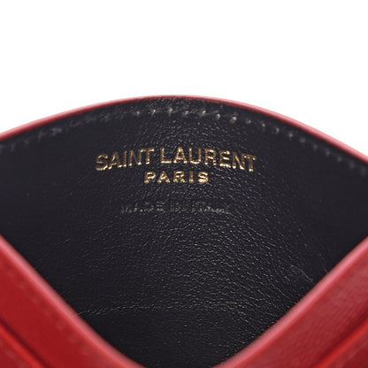 Saint Laurent Grain De Poudre Matelasse Chevron Credit Card Case New Red 6 of 9