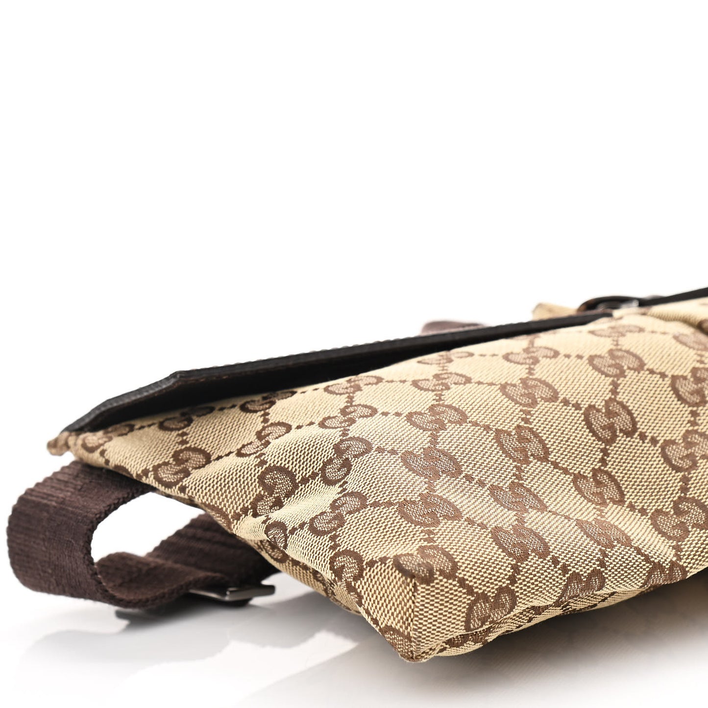 GG Monogram Double Pocket Belt Bag Dark Brown