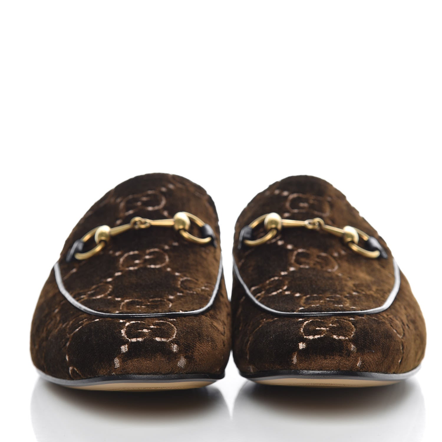 Gucci Velvet GG Monogram Mens Princetown Slippers 8 Brown 2 of 9