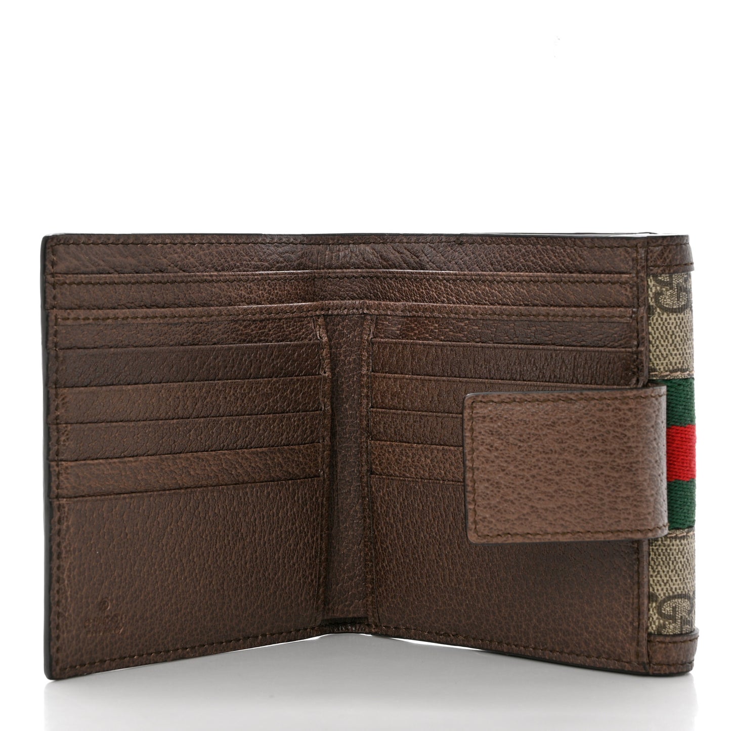 GG Supreme Monogram Web Ophidia French Flap Wallet Beige New Acero