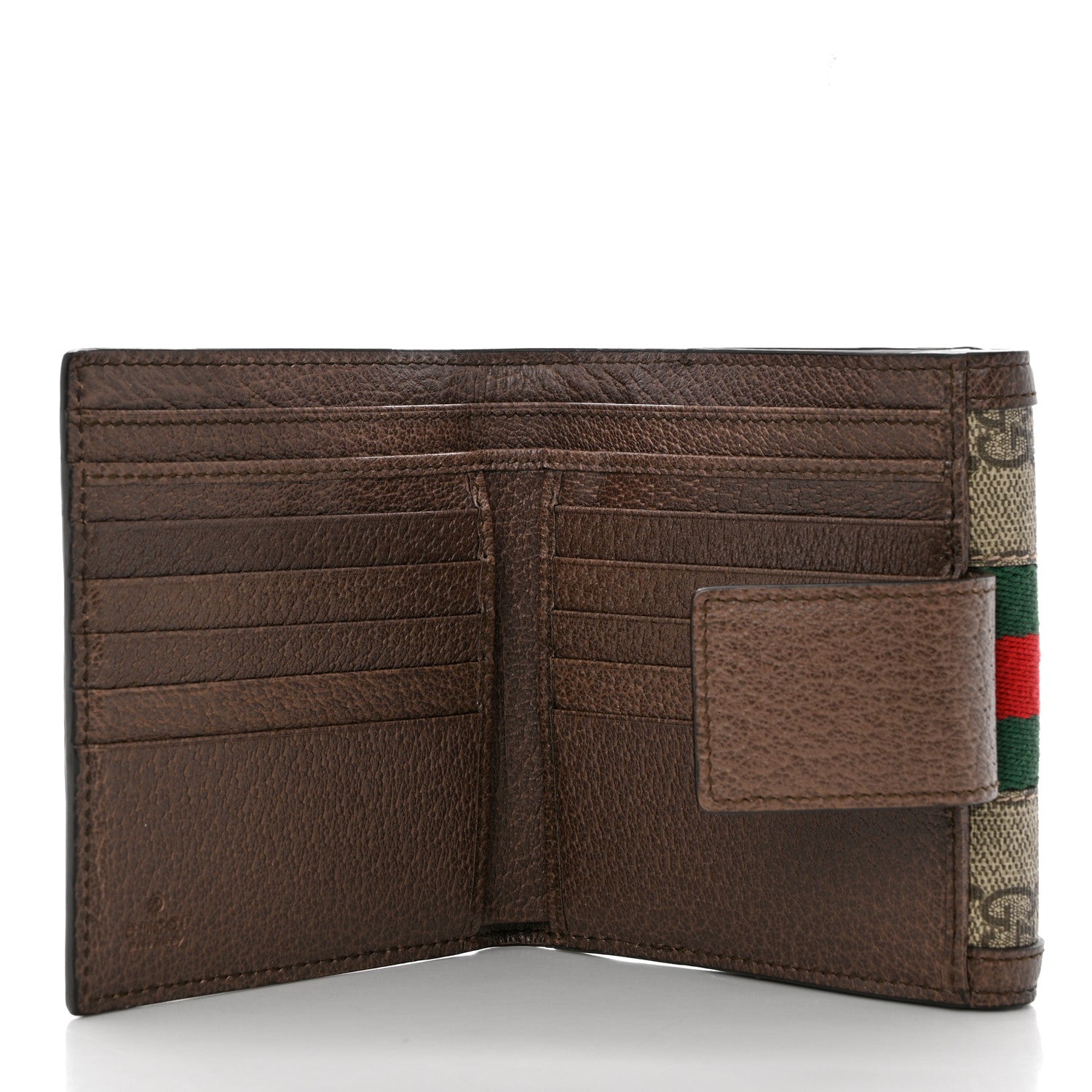Gucci GG Supreme Monogram Web Ophidia French Flap Wallet Beige New Acero 4 of 9