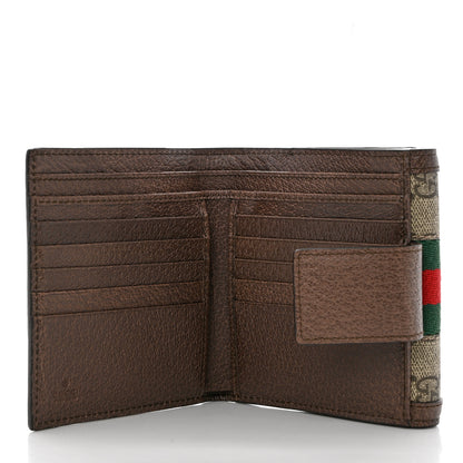 Gucci GG Supreme Monogram Web Ophidia French Flap Wallet Beige New Acero 4 of 9