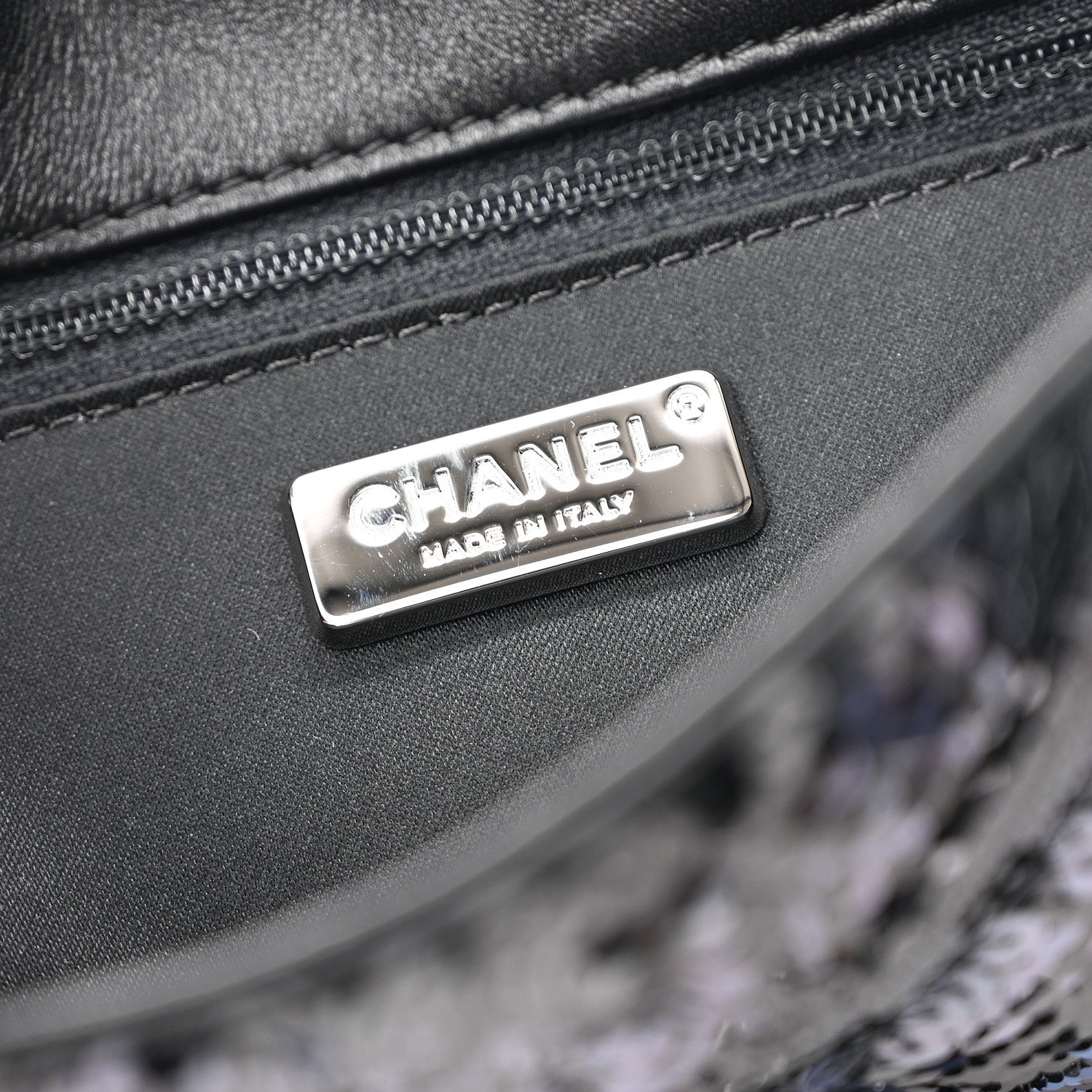Chanel Sequins Chevron Mini Rectangular Flap Black Blue 6 of 11