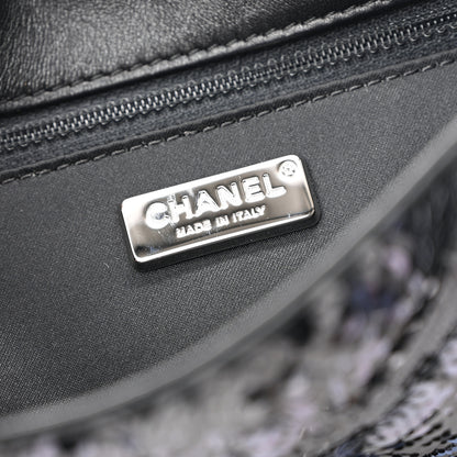 Chanel Sequins Chevron Mini Rectangular Flap Black Blue 6 of 11