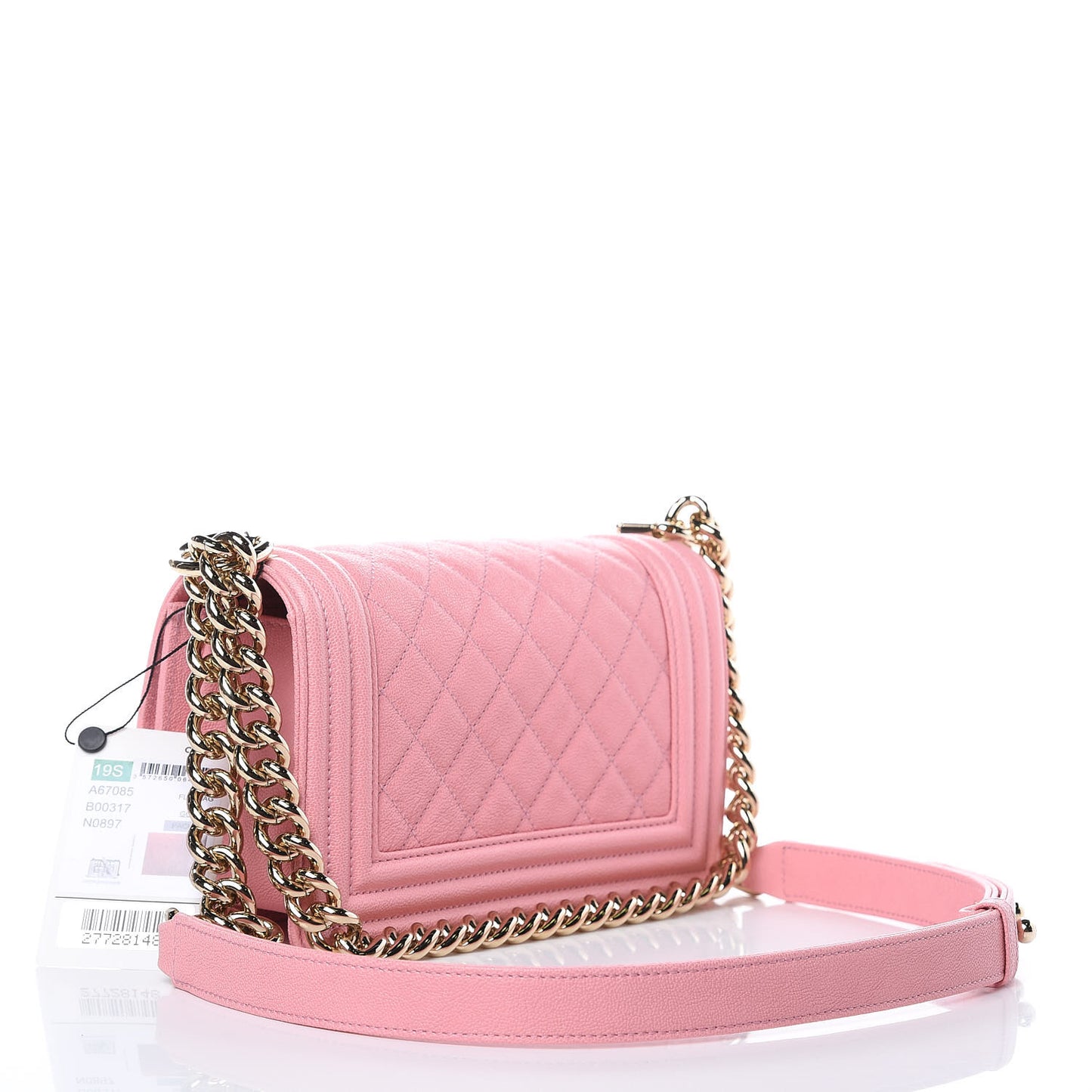Caviar Quilted Small Boy Flap Pink