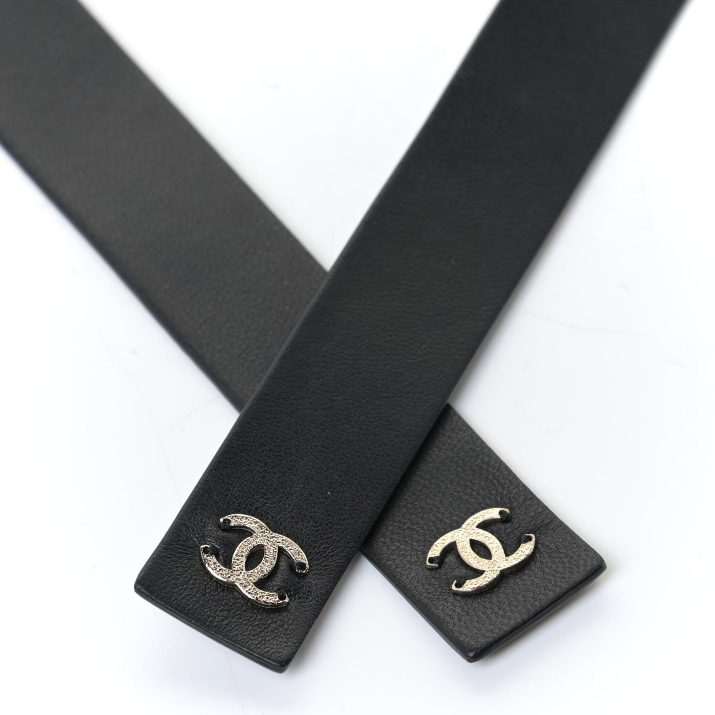 Lambskin Chain CC Bow Belt M Black Gold