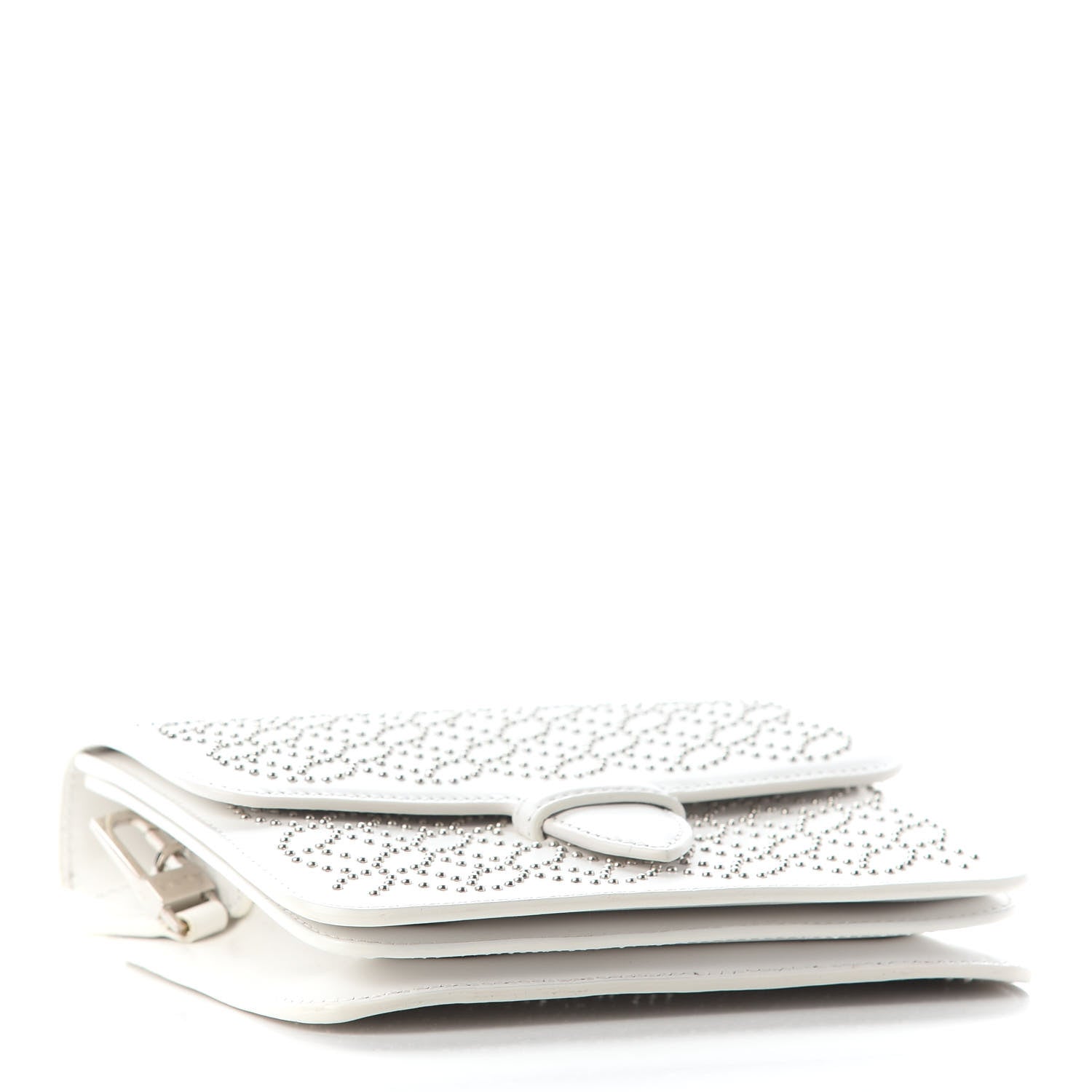 Alaia Calfskin Studded Arabesque Azzedine Messenger Flap White 3 of 7