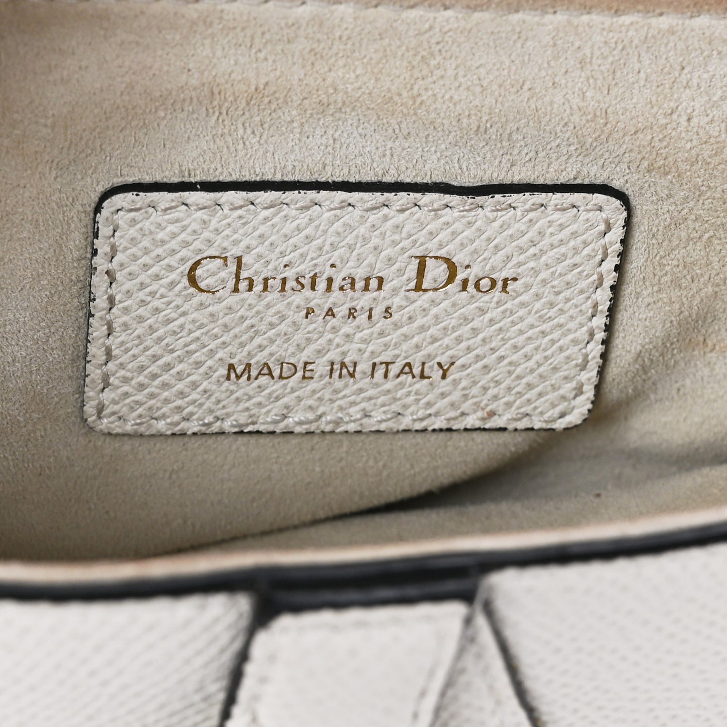 Grained Calfskin Mini Saddle Bag White