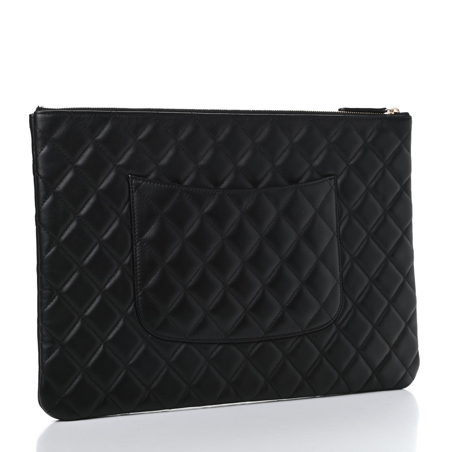 Lambskin Quilted Large Cosmetic Case Black
