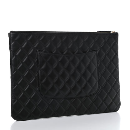 Chanel Lambskin Quilted Large Cosmetic Case Black 2 of 7