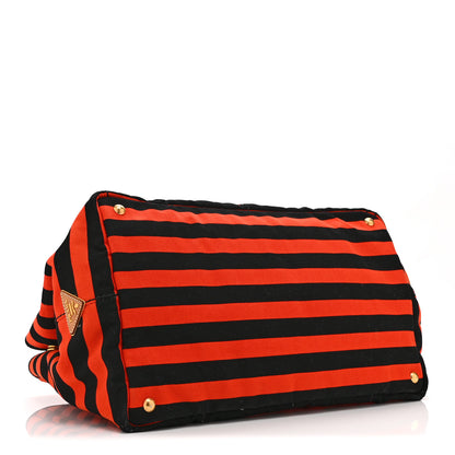 Prada Canapa Striped Tote Arancio 4 of 10