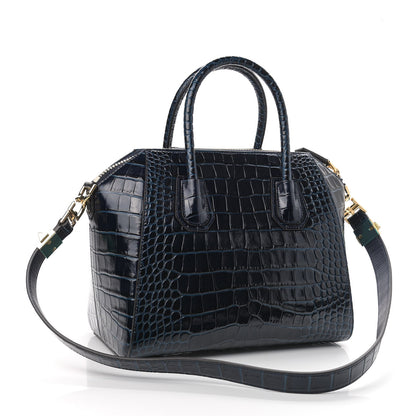 Givenchy Calfskin Crocodile Embossed Small Antigona Navy 3 of 9
