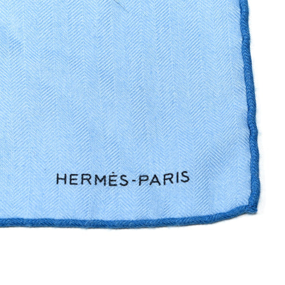 Hermes Cashmere Silk Tete a Tete Equestre Scarf 100 Marine Bleu Jean 2 of 5