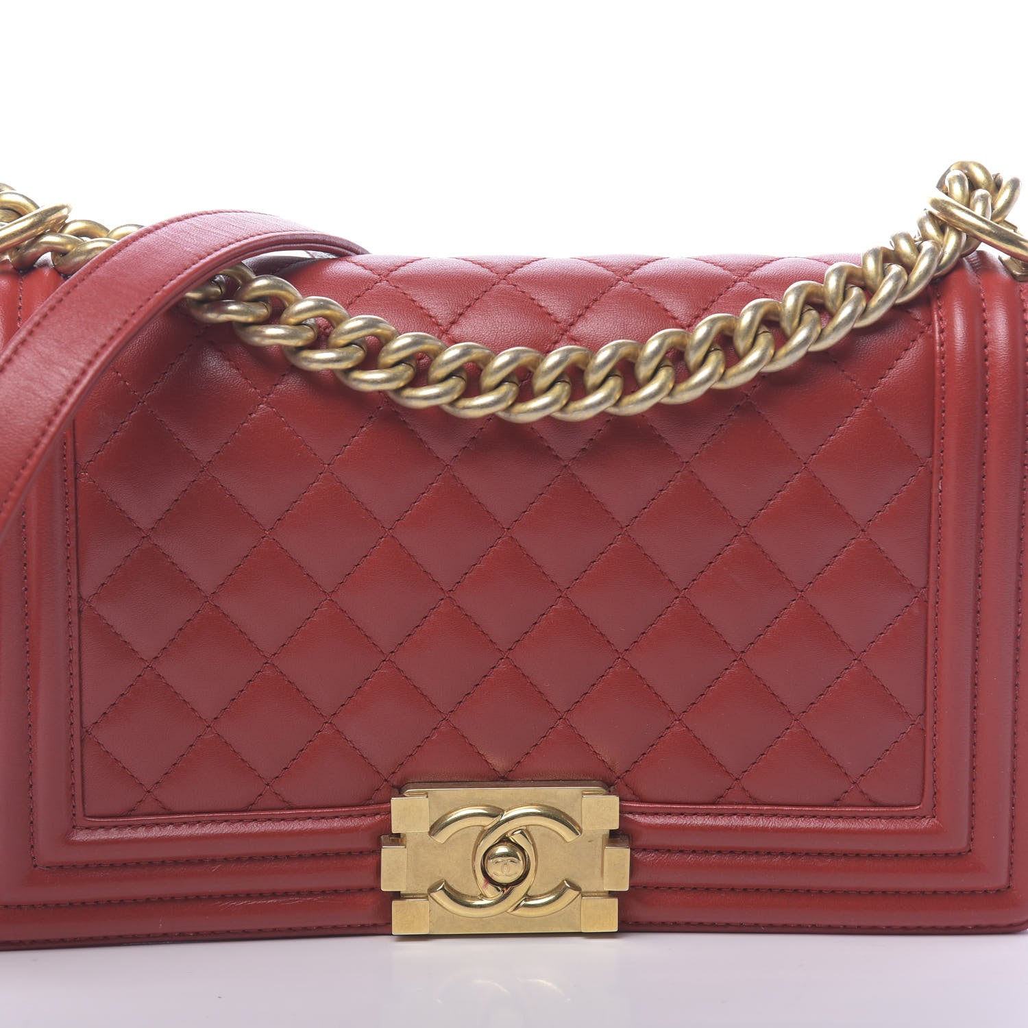 Chanel Lambskin Quilted Medium Boy Flap Red 12 of 13