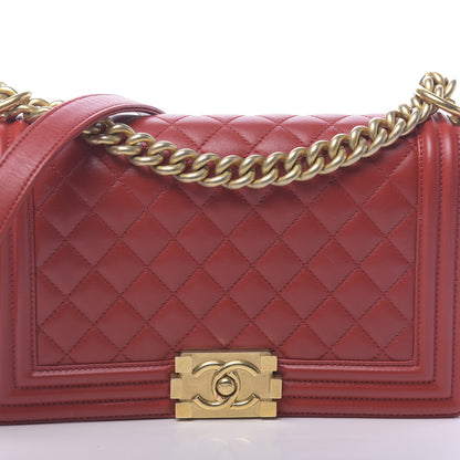 Chanel Lambskin Quilted Medium Boy Flap Red 12 of 13