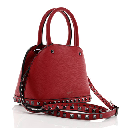Valentino Garavani Grainy Calfskin Small Rockstud Double Top Handle Bag Rosso Valentino 3 of 9