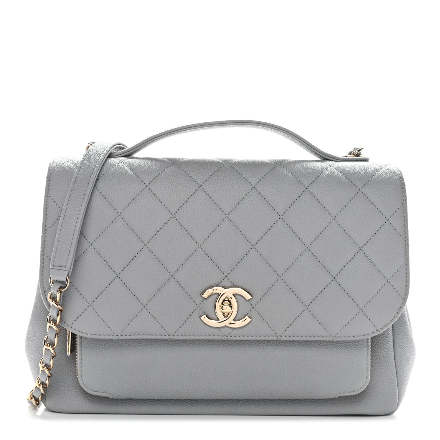 Caviar Quilted Large Business Affinity Flap Grey