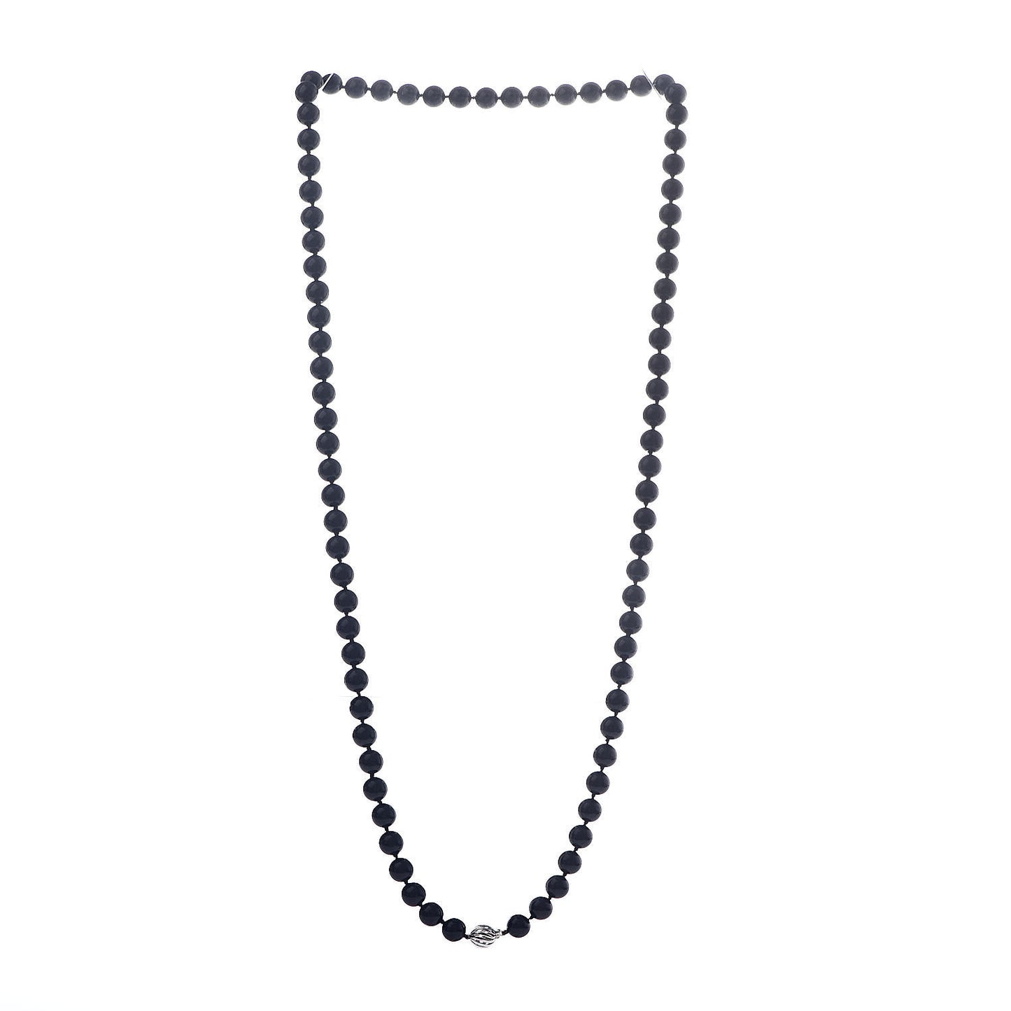 Sterling Silver Black Onyx Bead Necklace