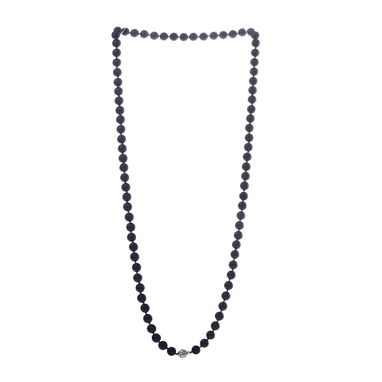 Tiffany Sterling Silver Black Onyx Bead Necklace 3 of 6