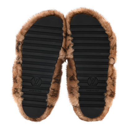 Louis Vuitton Mink Fur Bom Dia Slippers 36 Cognac 5 of 9