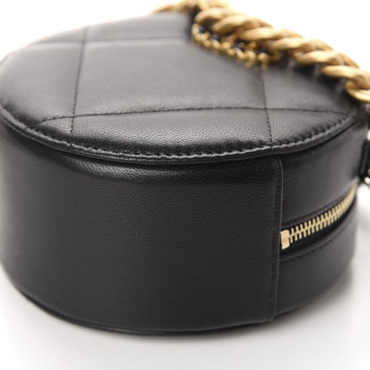 Chanel Shiny Goatskin Quilted 19 Round Clutch With Chain Black 7 of 11