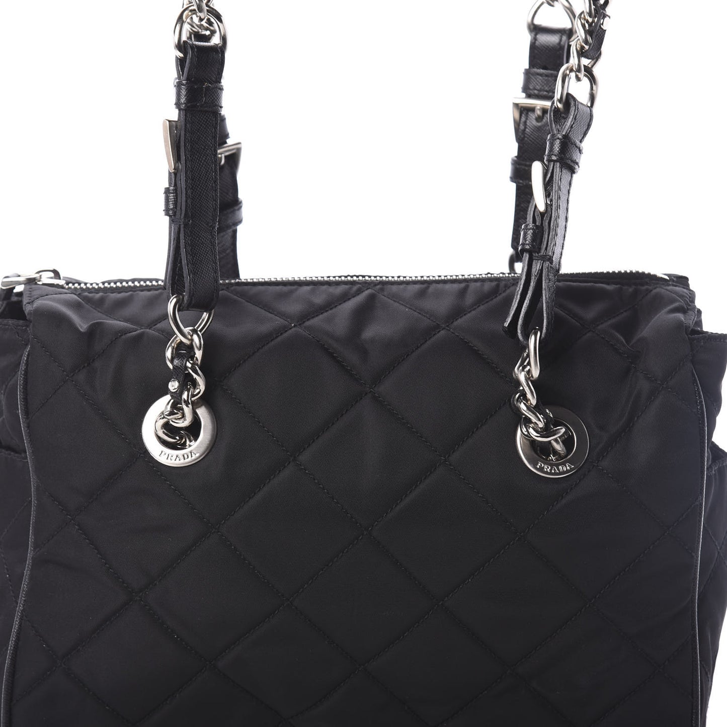 Tessuto Nylon Saffiano Quilted Shoulder Bag Black