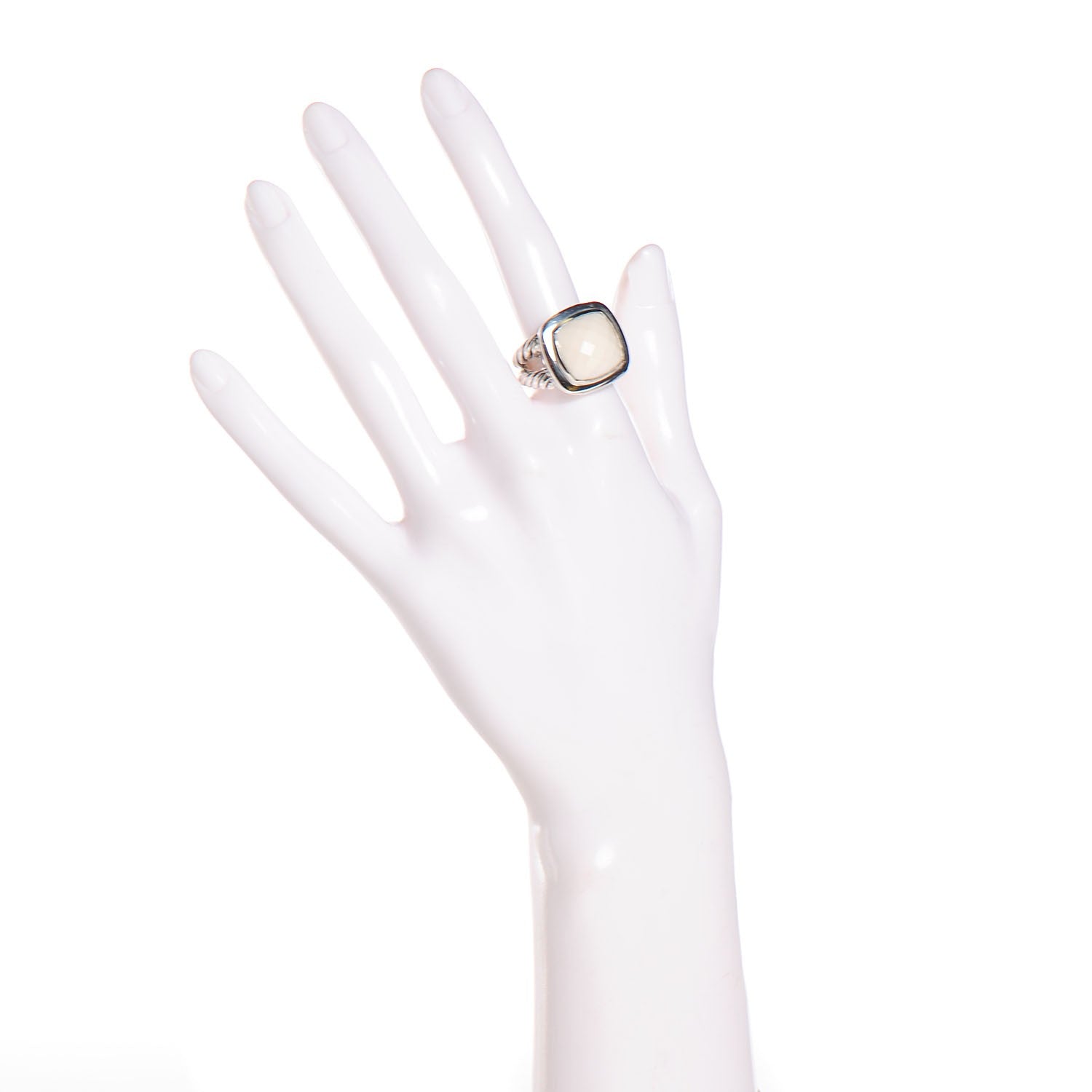 David Yurman Sterling Silver White Agate 14mm Albion Ring 54 7 2 of 5