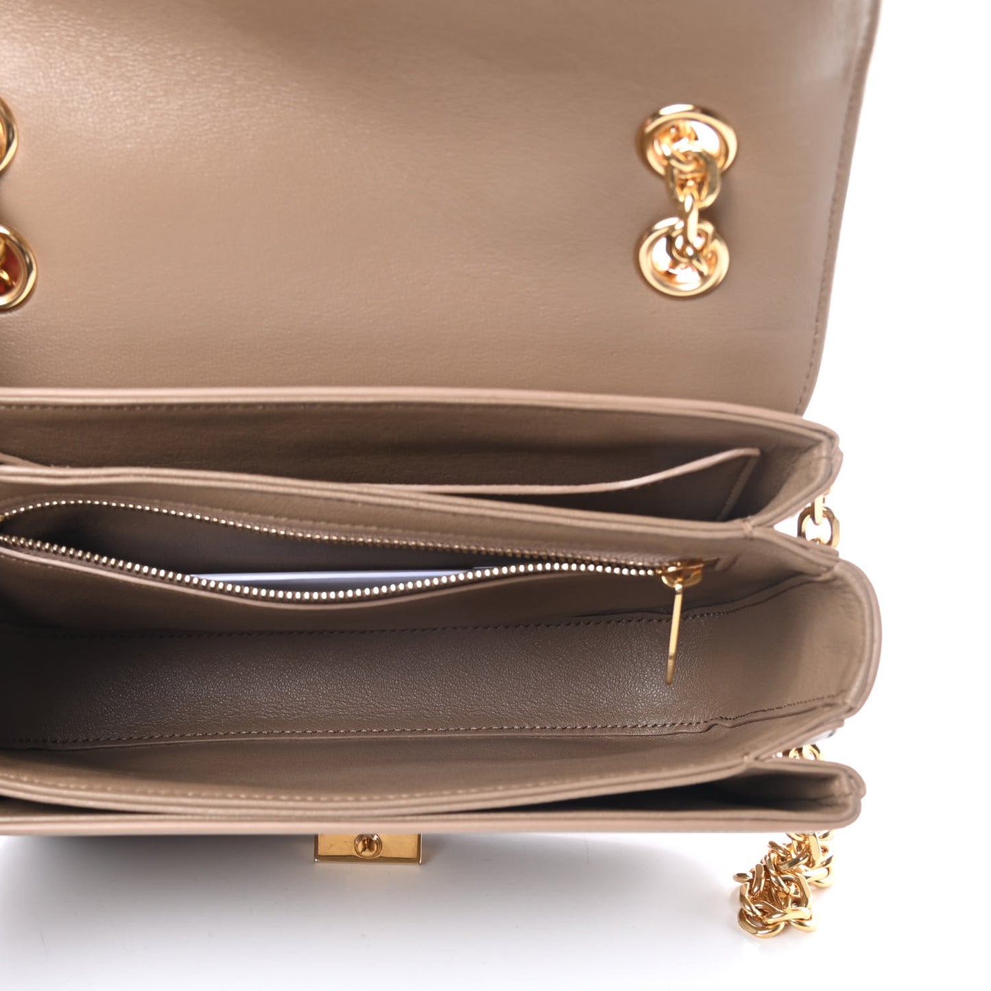 Shiny Calfskin Medium C Bag Light Camel