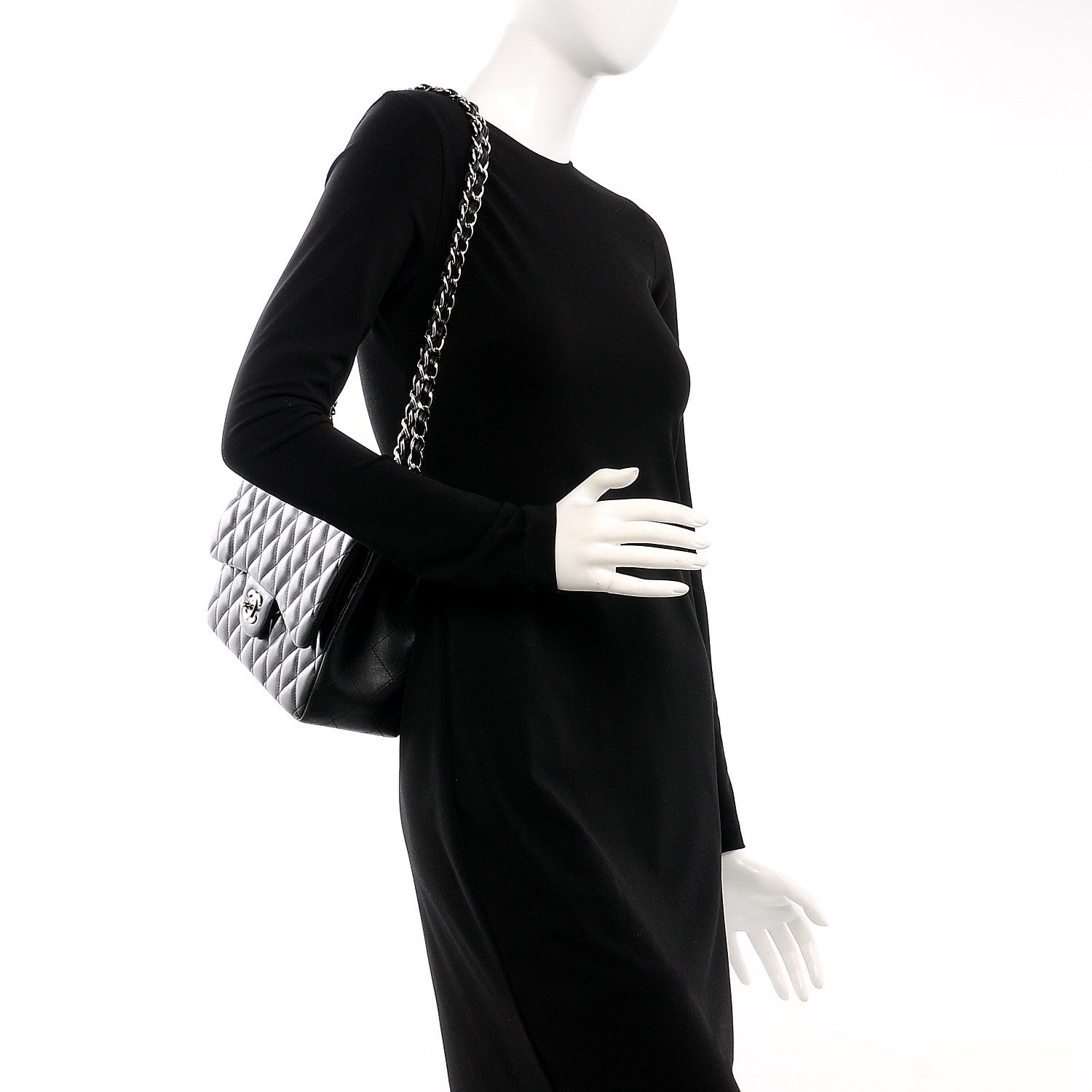 Chanel Lambskin Quilted Jumbo Double Flap Black 2 of 7