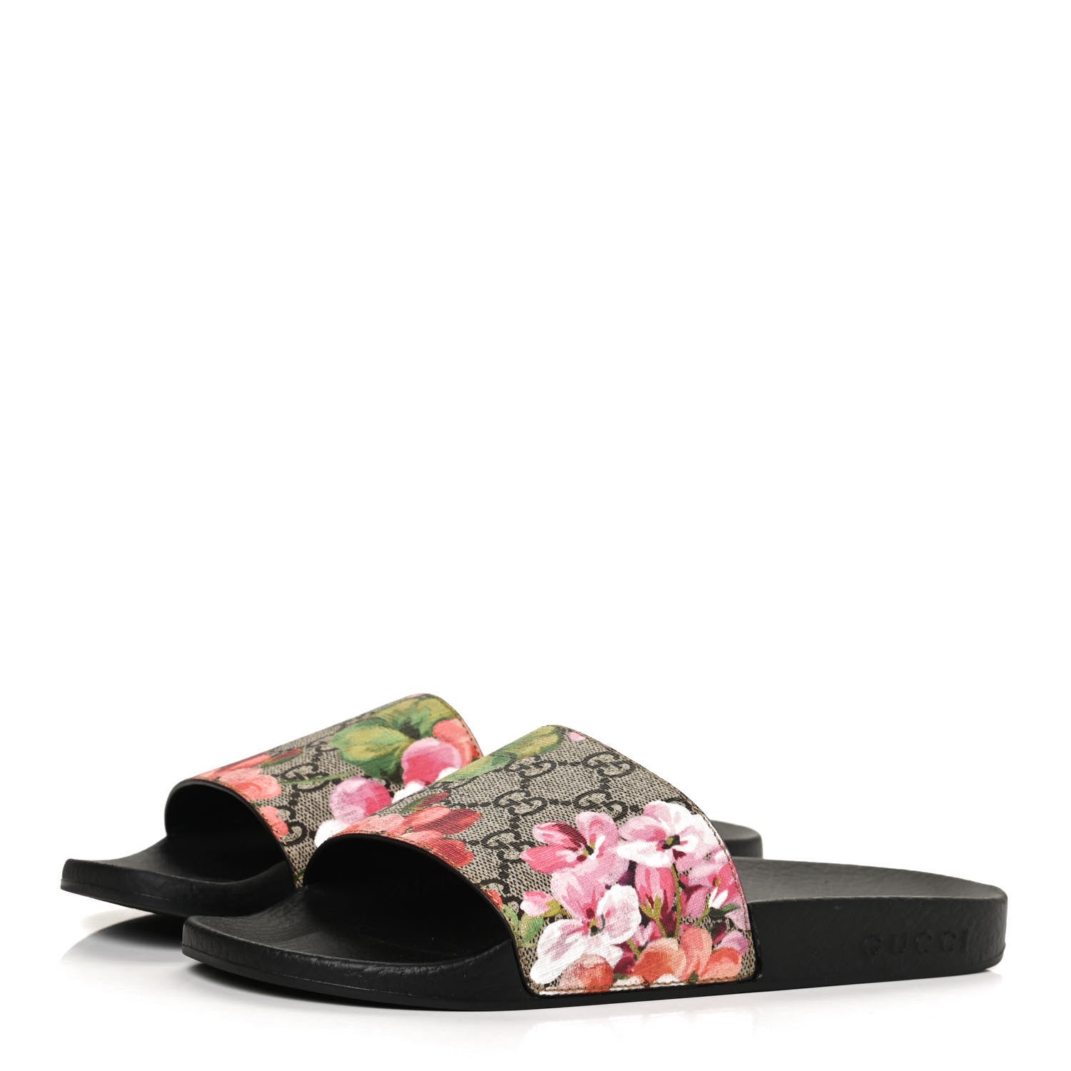 Gucci GG Supreme Monogram Blooms Slide Sandals 37 Beige Multicolor 3 of 11