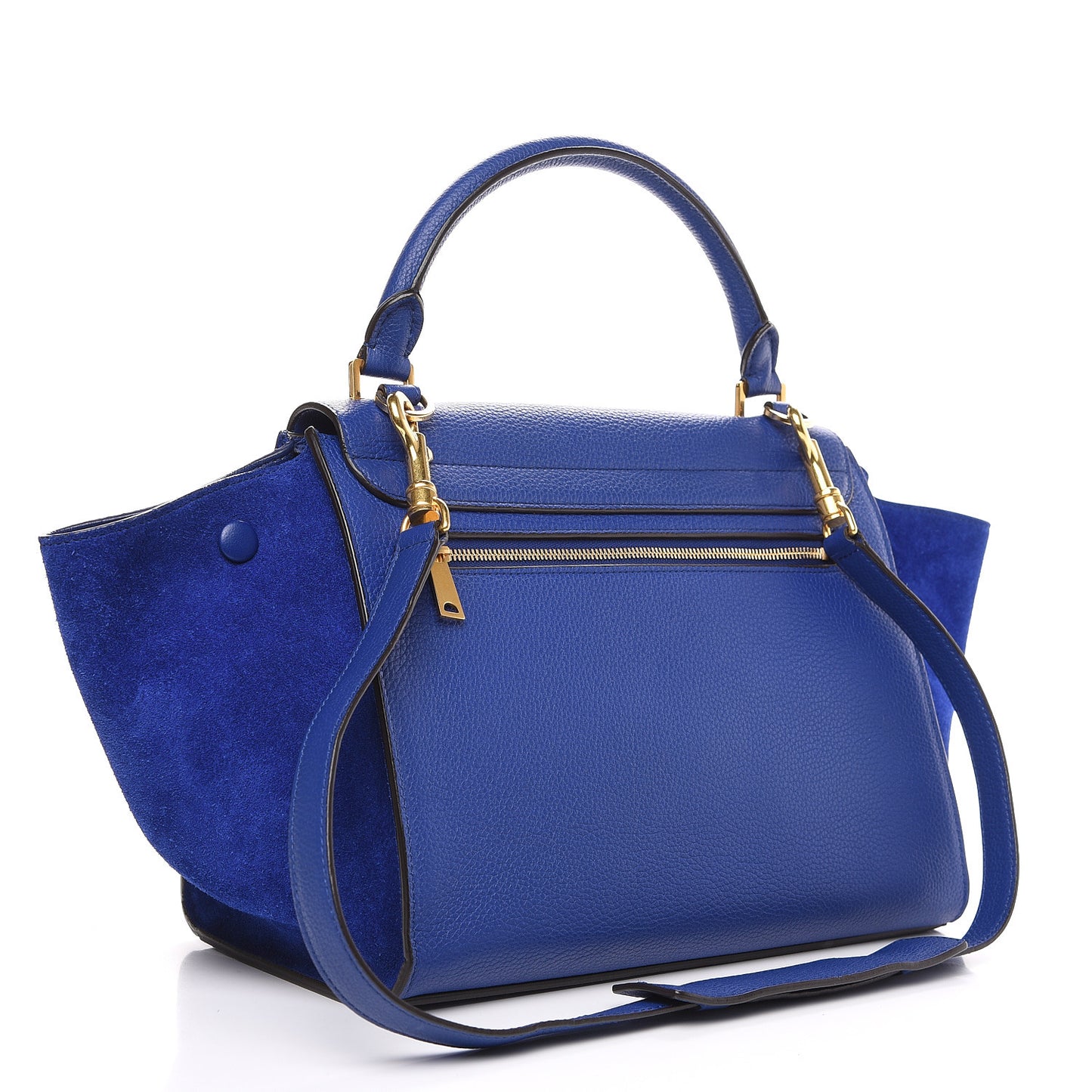 Drummed Calfskin Suede Small Trapeze Indigo