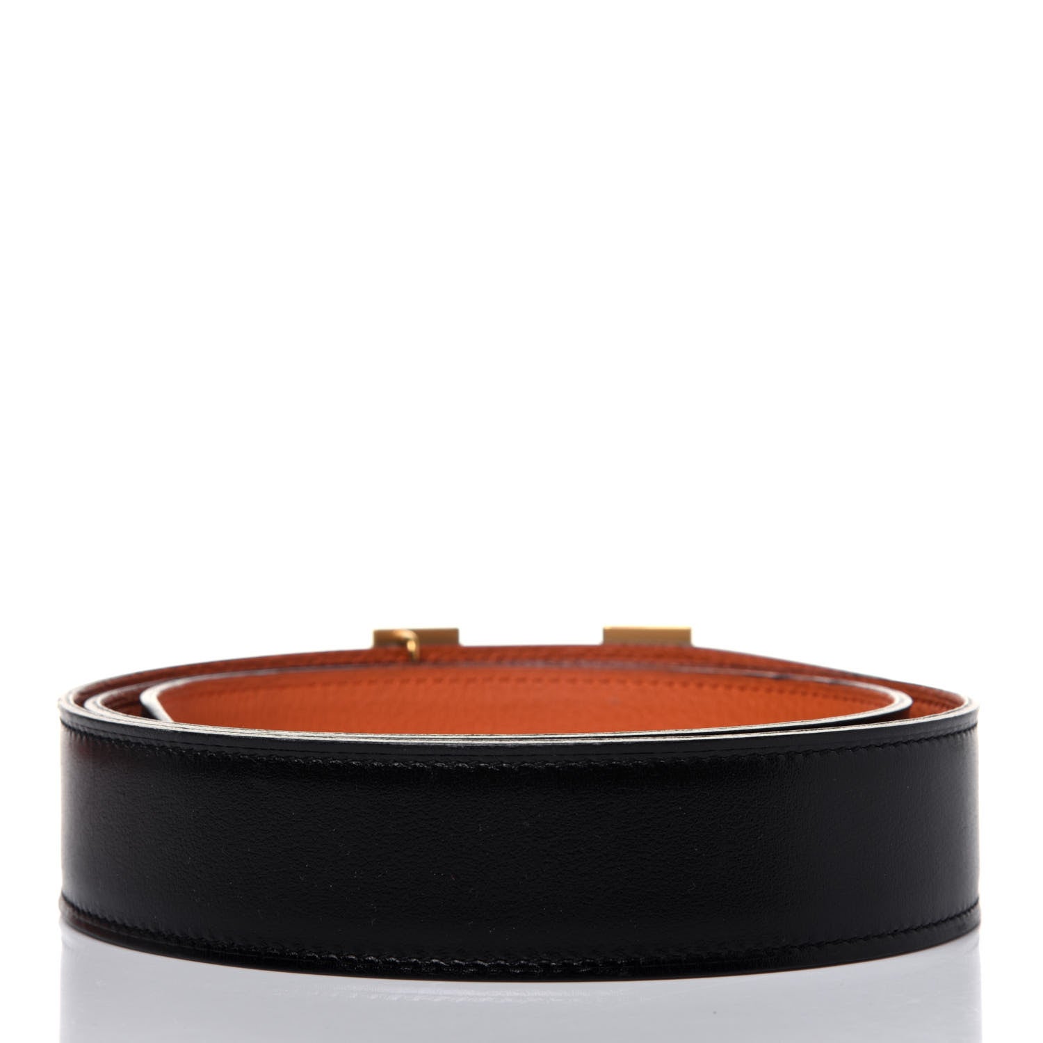 Hermes Box Togo 32mm H Belt 90 Black Orange 2 of 10
