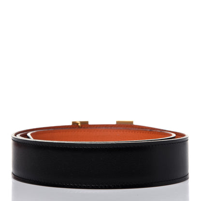 Hermes Box Togo 32mm H Belt 90 Black Orange 2 of 10