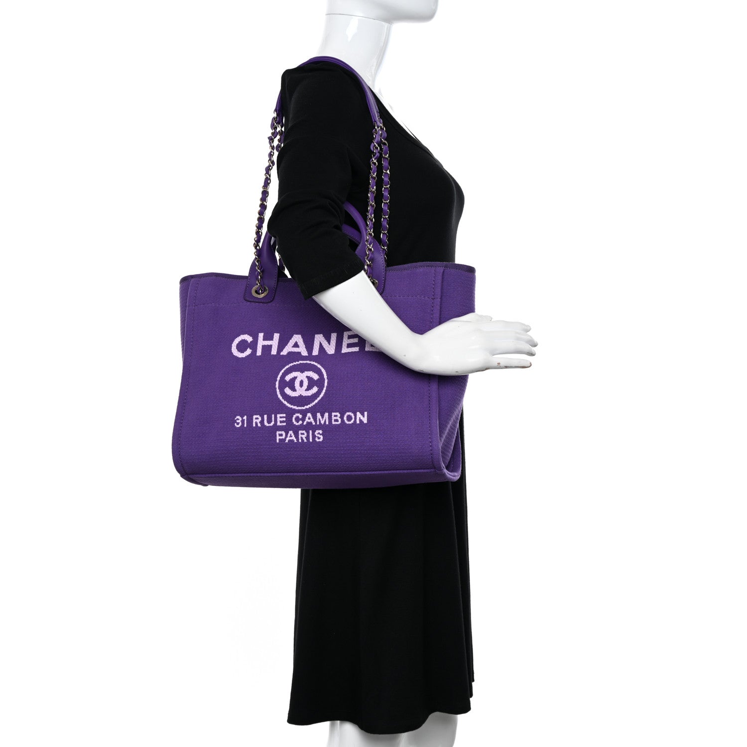 Chanel Mixed Fibers Small Deauville Tote Purple 2 of 13