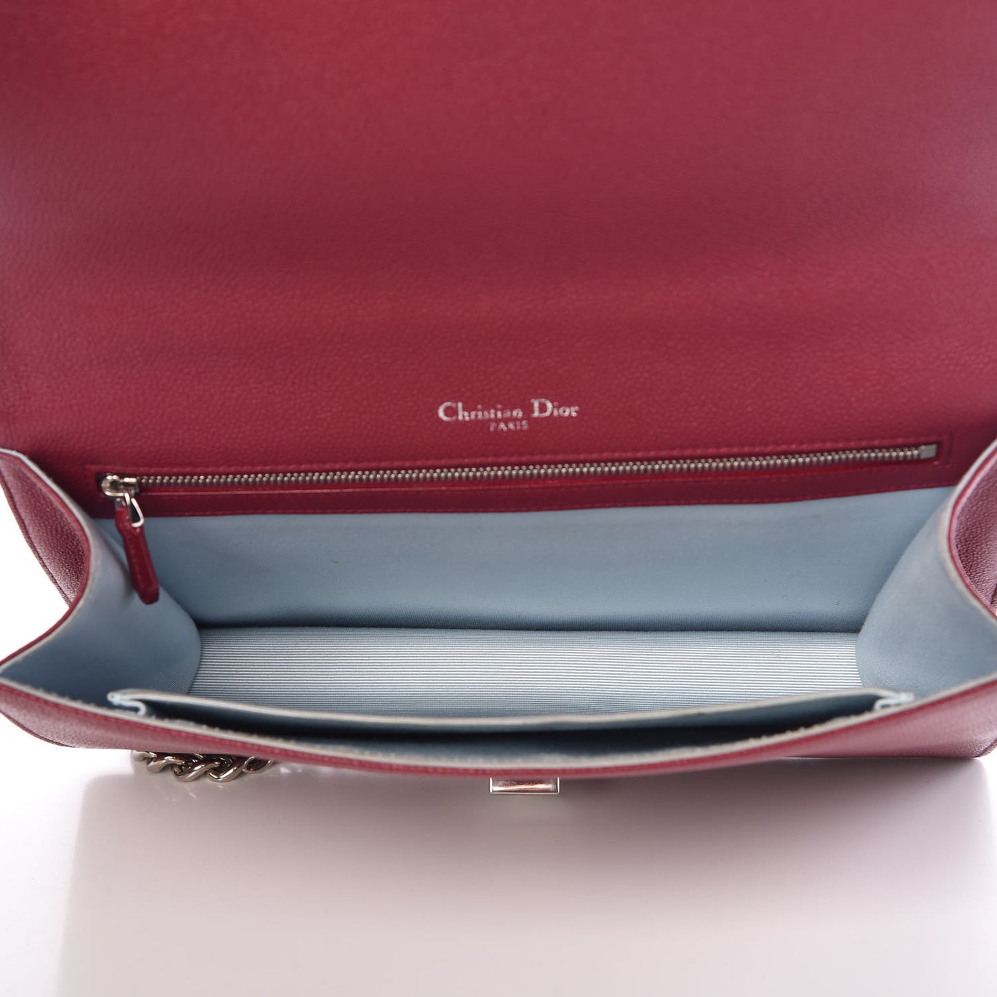 Grained Calfskin Large Diorama Flap Bag Burgundy