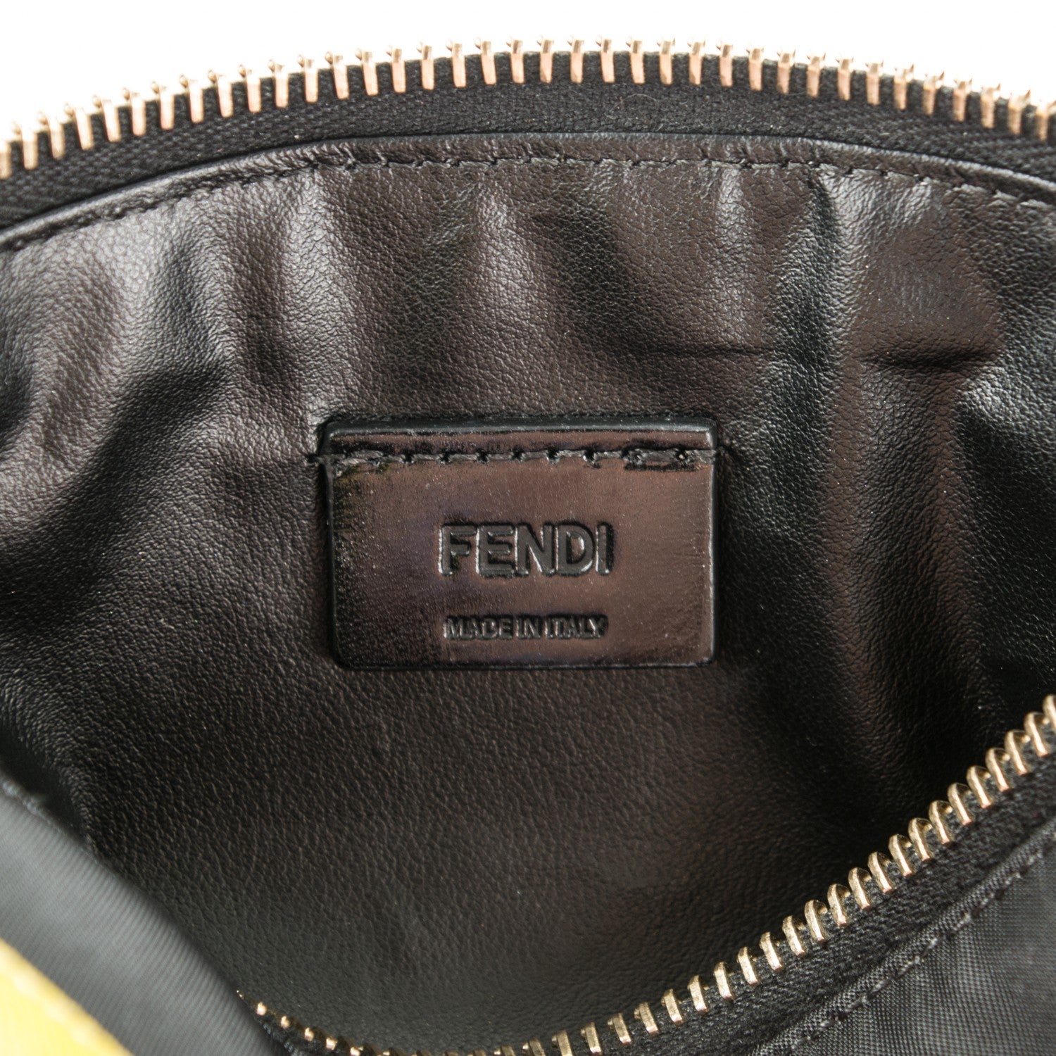 Fendi Nylon Vitello Elite Crystal Eye Monster Large Cosmetic Pouch Black Cedro 6 of 7