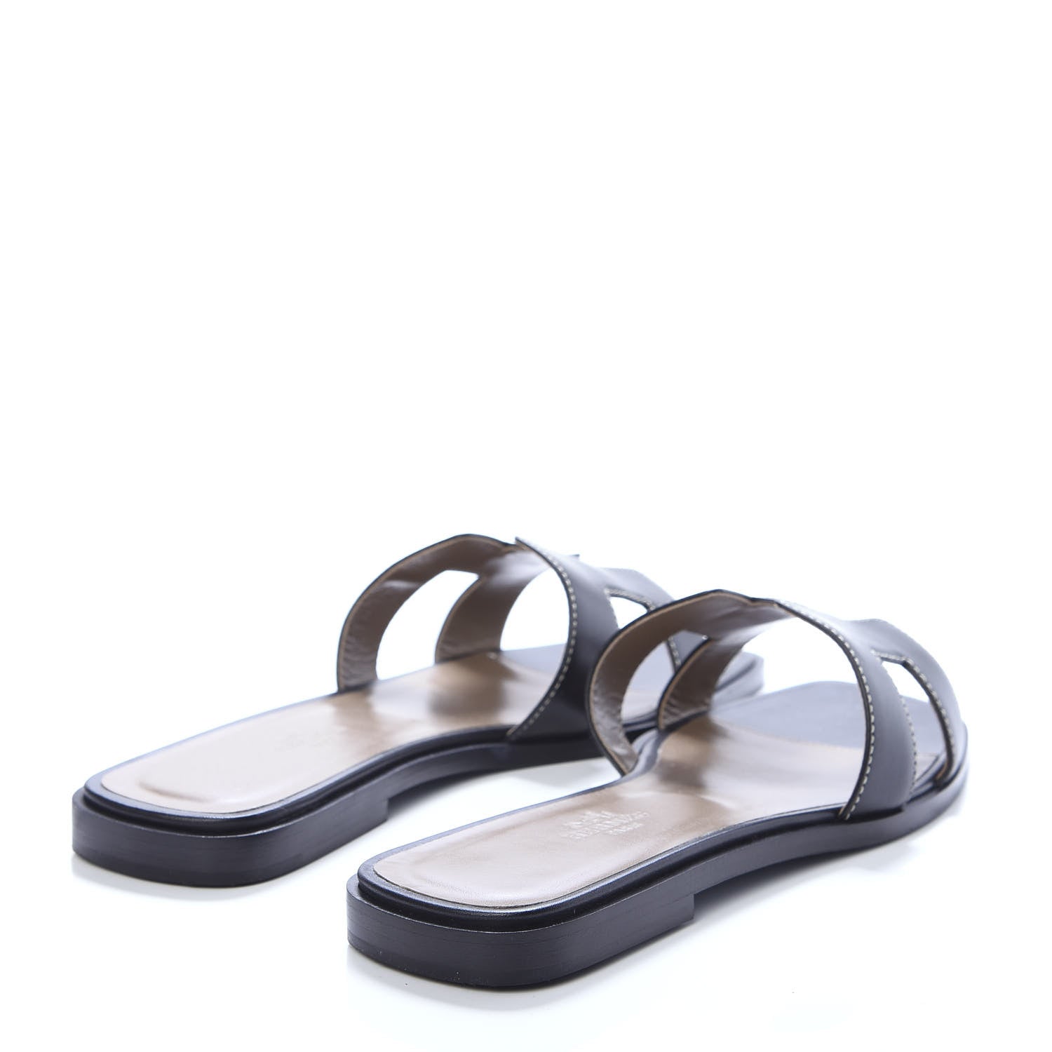 Hermes Box Calfskin Oran Sandals 38 Black 4 of 9