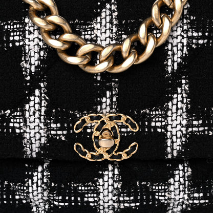 Chanel Tweed Quilted Medium Chanel 19 Flap Black White 7 of 10