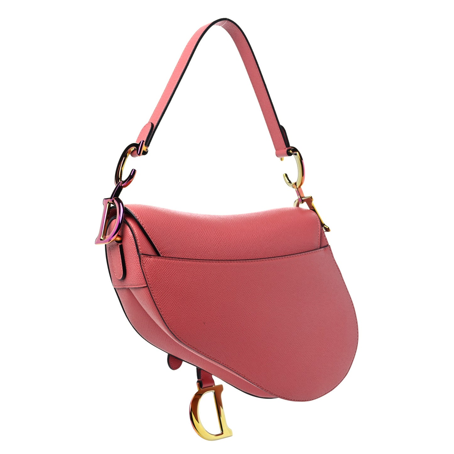Grained Calfskin Saddle Bag Pink