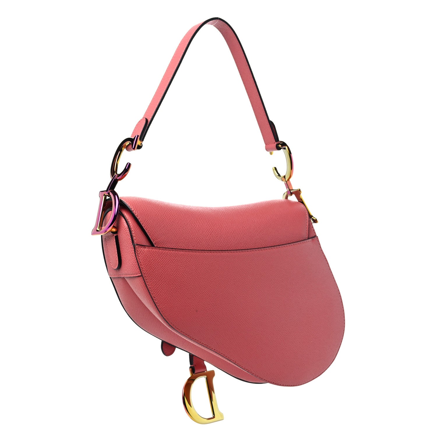 Christian Dior Grained Calfskin Saddle Bag Pink 3 of 9