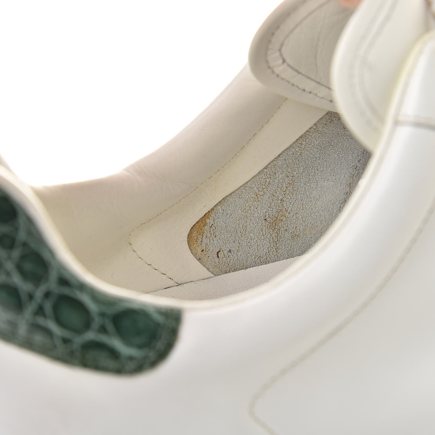 Gucci Calfskin Crocodile Web Mens Ace Sneakers 13 White Green 12 of 13