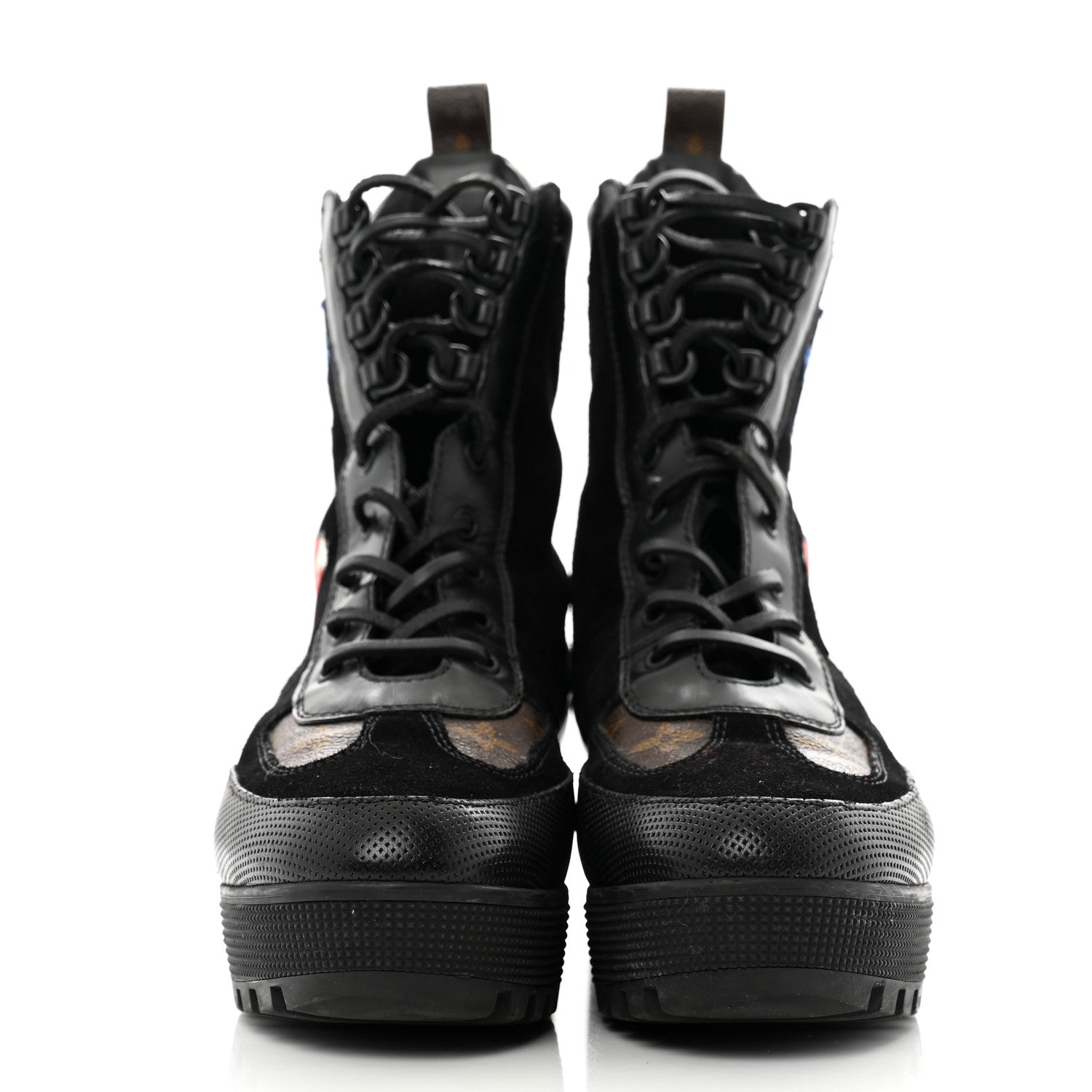 Louis Vuitton Suede Calfskin Monogram LV Black Heart Laureate Platform Desert Boots 41 Black 3 of 13