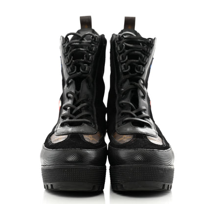 Louis Vuitton Suede Calfskin Monogram LV Black Heart Laureate Platform Desert Boots 41 Black 3 of 13