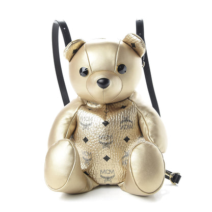 MCM Calfskin Visetos Bear Zoo Doll Backpack Gold 1 of 9