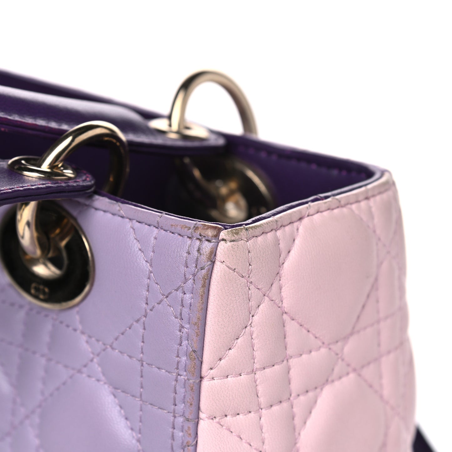 Lambskin Cannage Medium Tri-Color Lady Dior Purple Light Pink