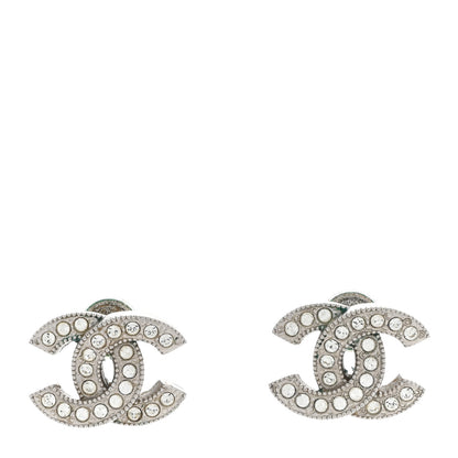Chanel Crystal CC Earrings Silver 1 of 5